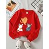 European sizes  Kids' Casual Printed Round Neck Pullover, Kids' Fashion Round Neck Sweatshirt with Adorable Animal Prints