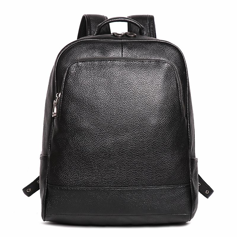 Men'S Leather Handbag Large Capacity Computer Backpack Women'S First Layer Cowhide Short Trip Backpack