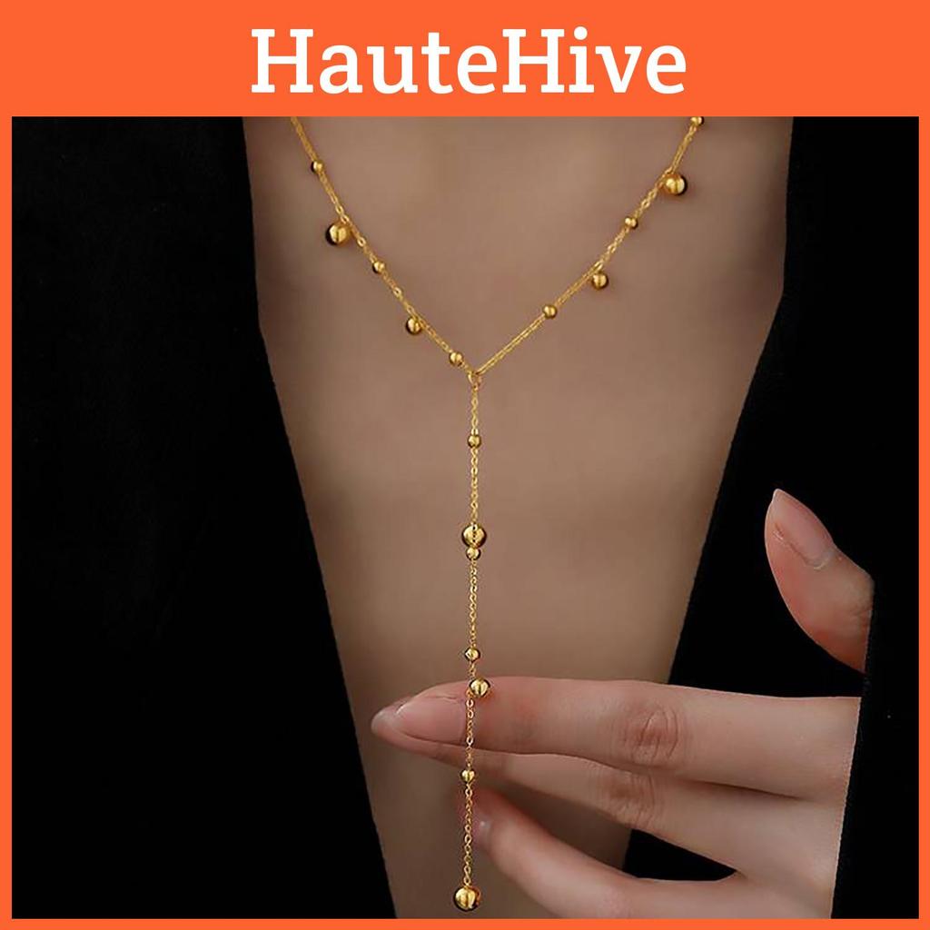 Stunning 2024 Fashionable 18k Gold Plated Geometric Tassel Pendant Necklace