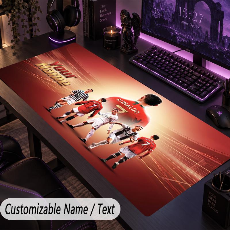 Large Mouse PadCristiano Ronaldo Custom Name Text Personalized Desk Mat Non Slip Gaming Pad