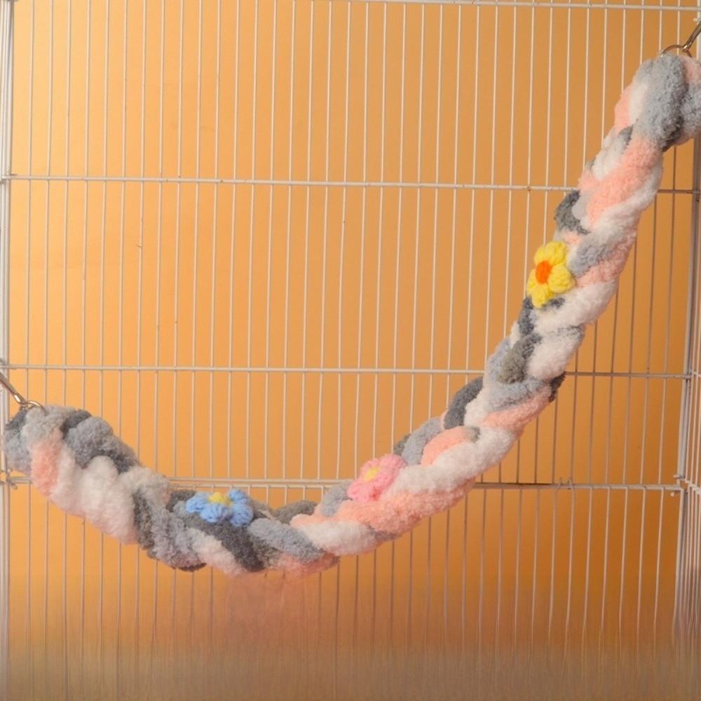 Cotton Rope Hamster Hanging Swing Chew Resistant Hand-Braided Knot Birds Climbing Rope Toy Interactive Entertainment