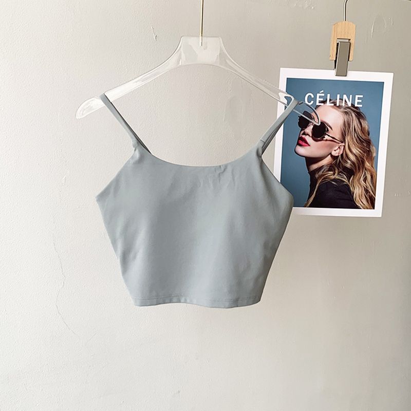 Lu Same Sports Vest Female Outwear Semi-Fixed One-Piece Cup Bubble Wrap Push up Sports Bra Workout Yoga Vest