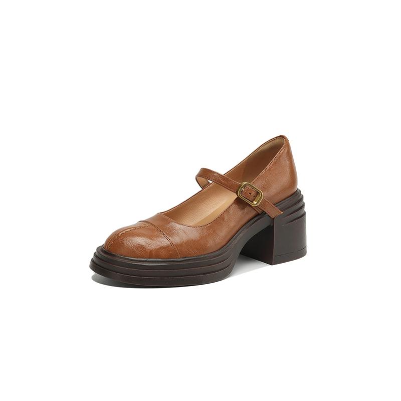

Fashion New Spring/summer Genuine Leather Mary Jane Shoes for Women Fashion Platform Shoes Women Chunky Heels Round Toe Women Pumps 40