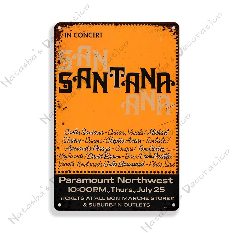 Santana Poster Dekorative Platte Rockmusik Metallposter Garage Club Metall Blechschild Metallplakette Wandplatte Man Cave Wanddeko