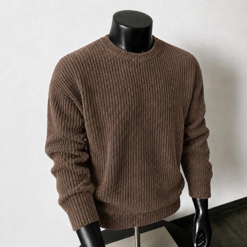 Maglione da uomo vintage casual a vestibilità larga con scollo rotondo in maglia