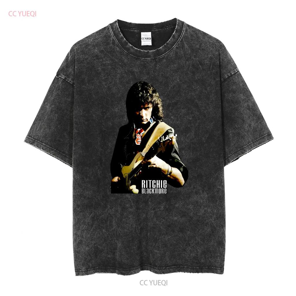 Ritchie Blackmore Deep Purple Pánské tričko Černé Všechny velikosti 1PT134 s dlouhým nebo krátkým rukávem vintage Vypraný top Pro každodenní nošení