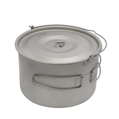 Ghiveci din titan de 1,8 l/3 l Oală ultrauşoară suspendată cu capac și mâner pliabil Camping în aer liber Drumeții