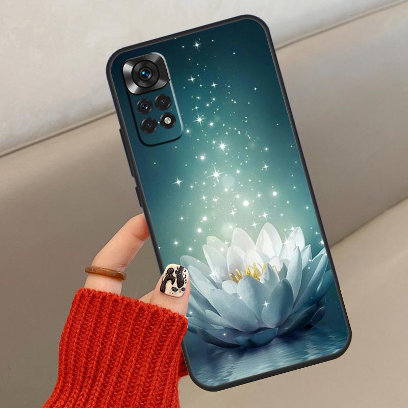 Lotus Blue White Flowers Case For Xiaomi Redmi Note 14 13 12 10 11 15 Pro Plus Cover For Redmi 15 15C 13C 10C 12C 14C
