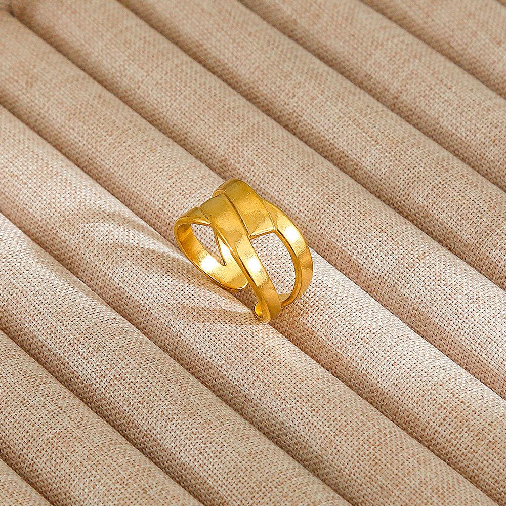 1Pcs Stainless Steel Ring Set with Zirconia, Metal Style Finger Ring, Index Finger Ring