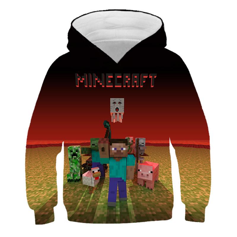 2025 Nové Minecraft Pop Mikiny Dětské T Mikina Kawaii Zombie Kreslené Chlapecké a Dívčí Topy Oblečení 4 5 6 7 8 9-14 Let