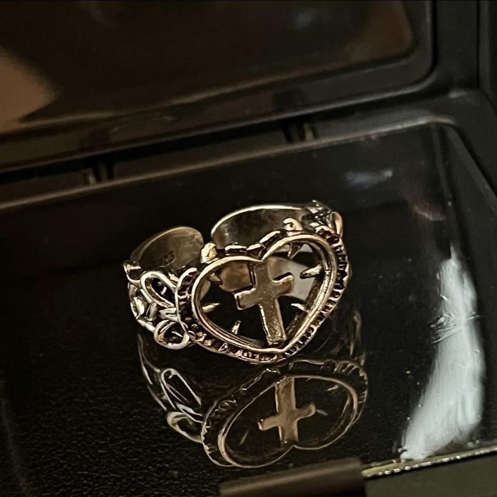 Unique Love Cross Design Ring For Women Adjustable Minimalist Finger Jewelry Elegant Rings Adornment Gift For Her