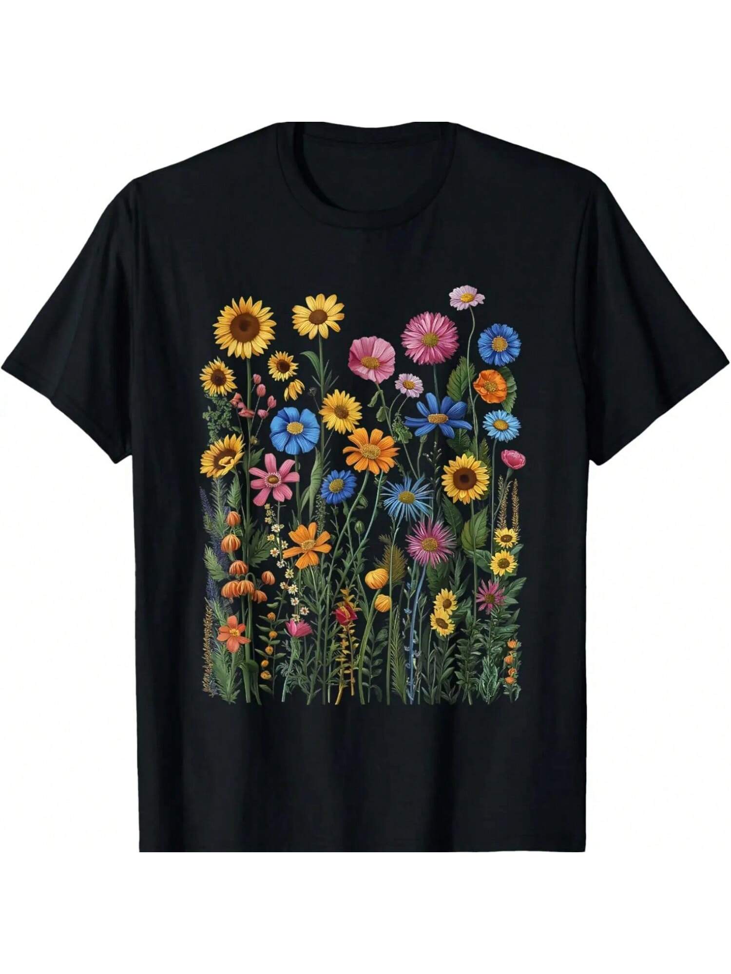 Wildflower Summer Flowers Blooming Floral Graphic T-Shirt S