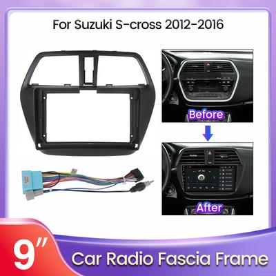 9 Inch Radio Frame for Suzuki SX4 S-cross 2012 14 16 Android MP5 Player Panel Cable 2 Din Unit Bezel Faceplate Car Accessories