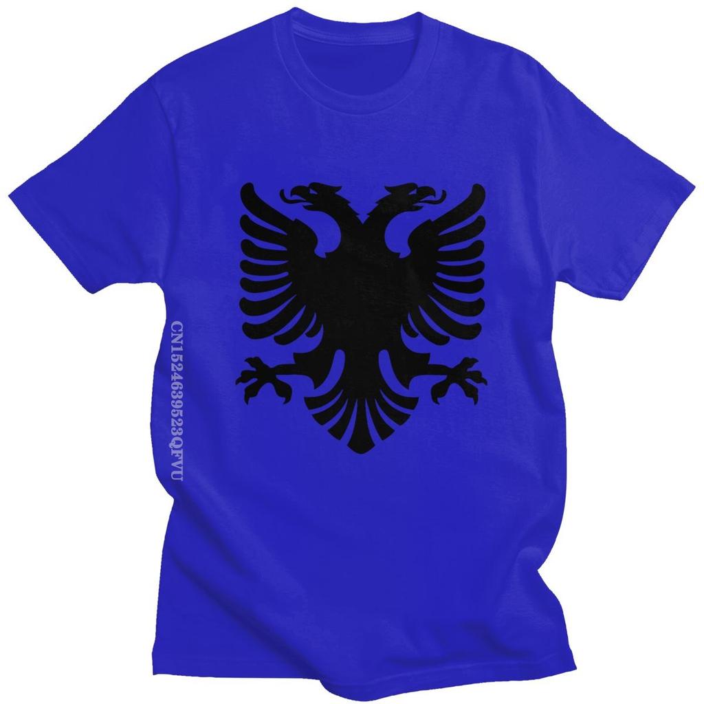 Flag Of Albania Eagle Tshirts Men Cotton Albanian Pride Tee Tops Round Neck Kawaii T Shirt Streetwear Men Casual Tshirt