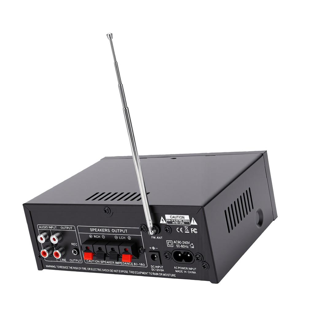 Bluetooth 5.0 Stereo Amplifier 2.0 Channel Stereo Receiver HiFi USB Drive Playback Treble Bass Adjustment 3.5mm Jack