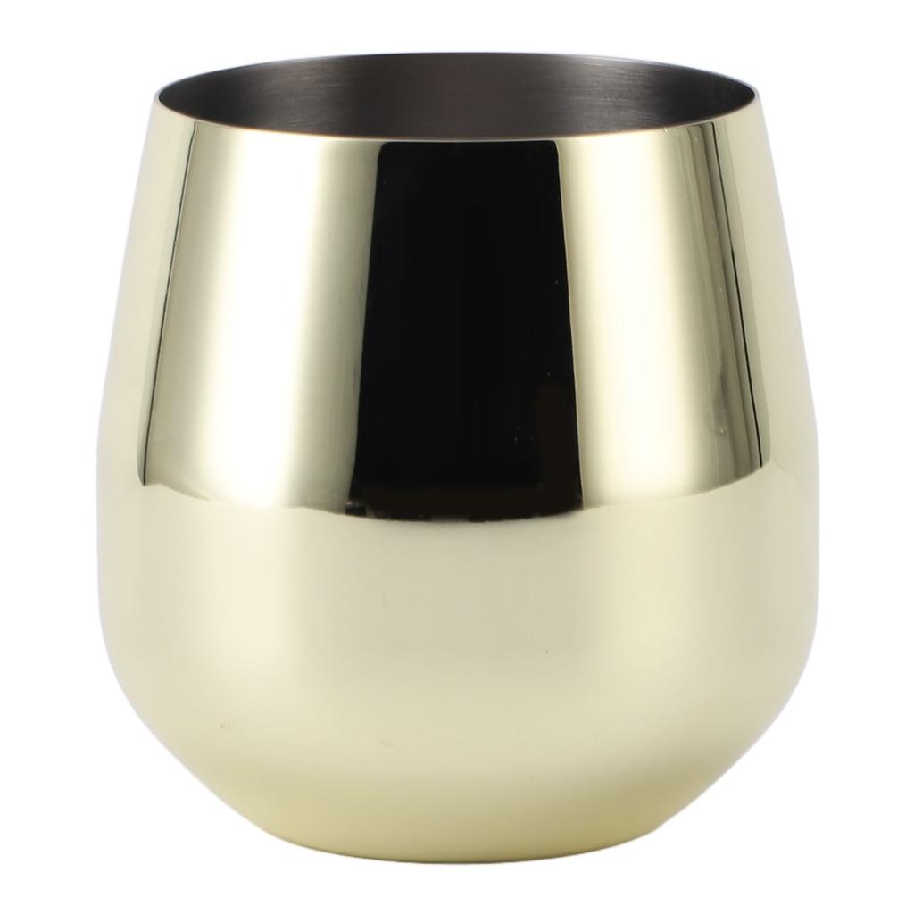Weinglas aus Edelstahl Stiellos Eiform 550ml Unzerbrechlich Tragbar für Bar Outdoor-Veranstaltungen Vergoldung