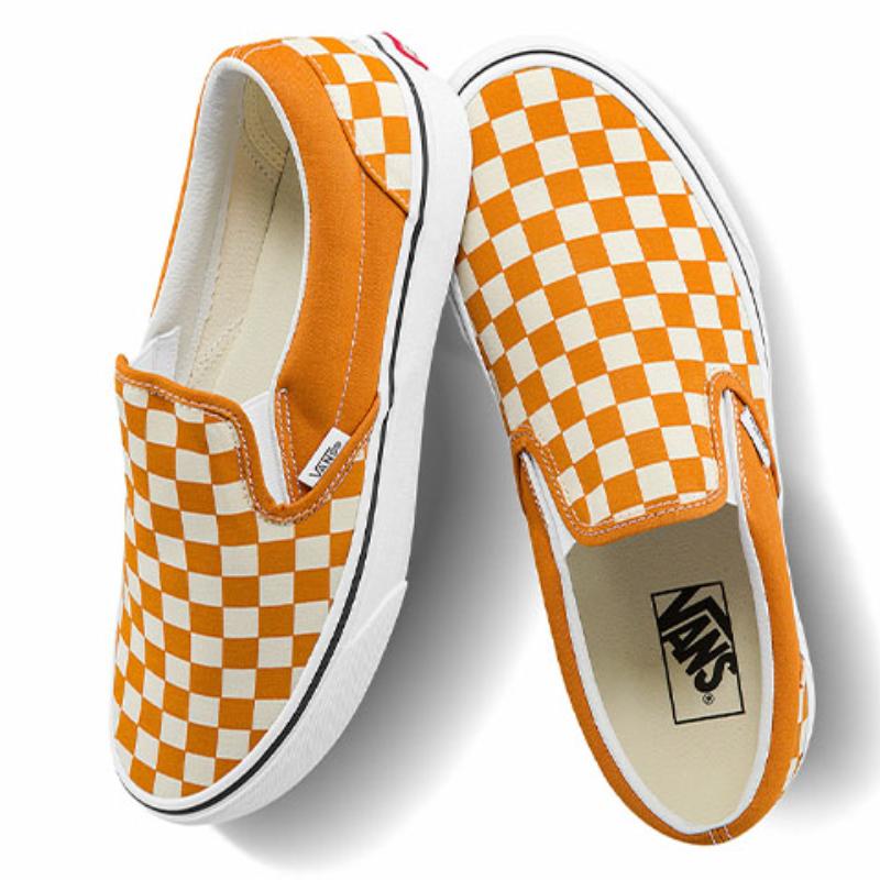 Vans Unisex Checkerboard Classic Slip On Sneakers Yellow/White Vans VN0A5JMH8LF