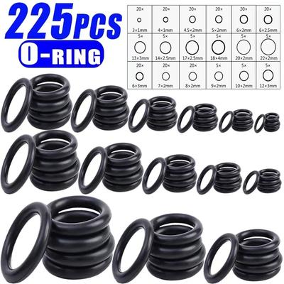 225pcs O-Ring Assortment – Oil & Water Resistant Rubber Seals, Various Sizes for Automotive & Machinery Applications