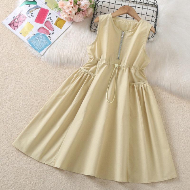Girls Summer Sleeveless A Line Dress Fashionable Vest Dress for Big Kids 120