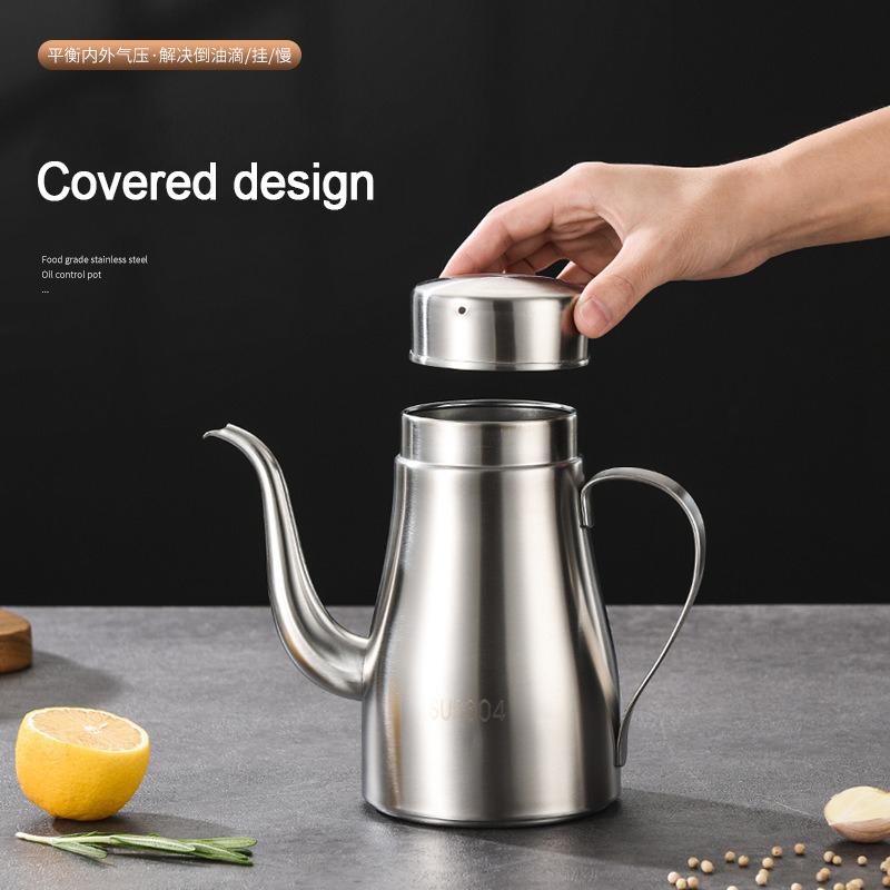 304 Stainless Steel Oil Pot Kitchen Oil Bottle Oil Tank Pot Household Edible Oil Pot Large Oil Tank Oil Pot Pouring Oil Bottle