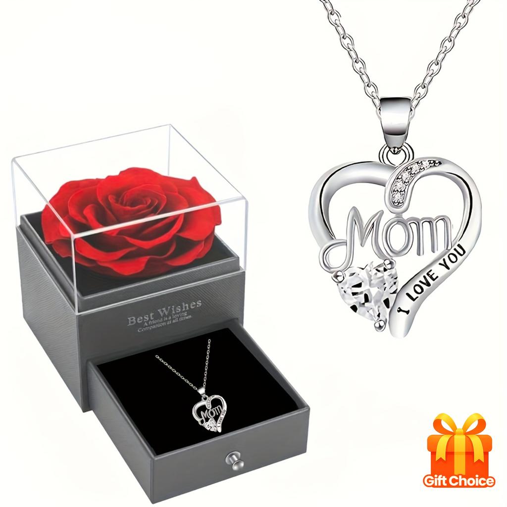 Rose Soap Premium Gift Box with MOM Pendant Necklace,for Mother's Day, Black Friday, Valentine's Day, Anniversaries, Birthdays