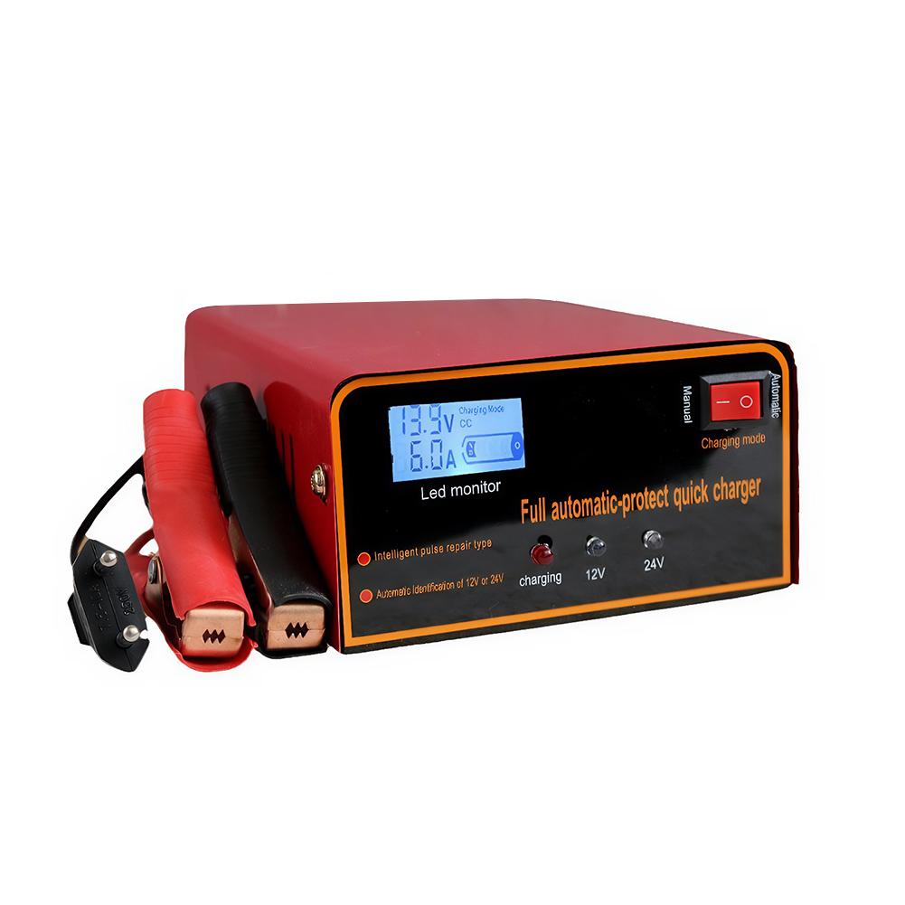 12v24v Motorcycle Battery Charger LED Display Fast Charging Car Jump Starter Automatic Stop Battery Charger for Cars Motorcycles