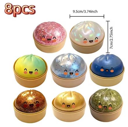 Glitter Dumpling Baozi Pinching Soft Cute Slow Rebound Stress Relief Ornament Office Home Decor Kids Adults Gifts