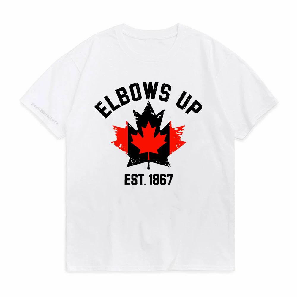 Elbows Up Canada T Shirt Funny Retro Canada Not 51st State Canadian Proud Gift Tshirt for Men Women Graphic Unisex Casual Tops S