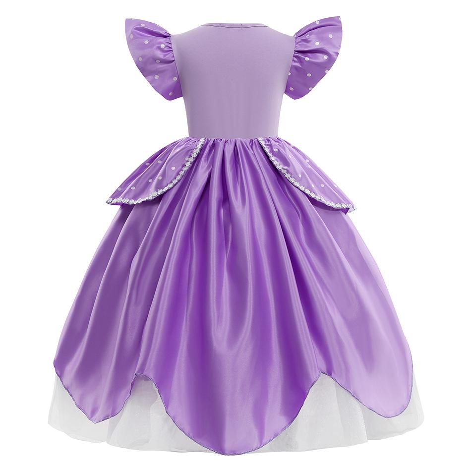 Vestido de Role Play Fofo Pequena Sophia Vestido de Baile Sofia Fantasia Vestido Comprimento Chá Bufante Vestido de Festa de Aniversário Como uma Princesa Estagiária