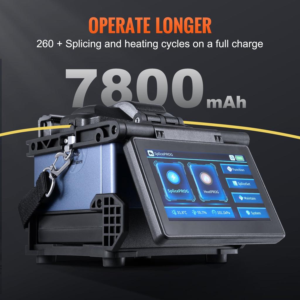 VEVOR Fiber Fusion Splicer 6-Motor, Core Alignment Fiber Optic Splicer 6s Splicing & 13s Heating, Fiber Splicer Machine with 5" LCD Screen