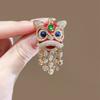 Benming-Jahr Festlicher Nationaler Trend Löwentanz Brosche Strass Quaste Emaille Pin Chinesisch Retro Hochwertiges Bekleidungszubehör