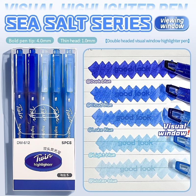 5-Pack Dual-Tip Highlighters with Viewing Window, Suitable for Eye-Friendly Colored Highlighters, Fluorescent Markers, Marking Pens, Highlighting Pens