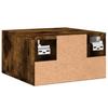 Wall Mounted Nightstand in Smoked Oak 35 x 35 x 20 cm