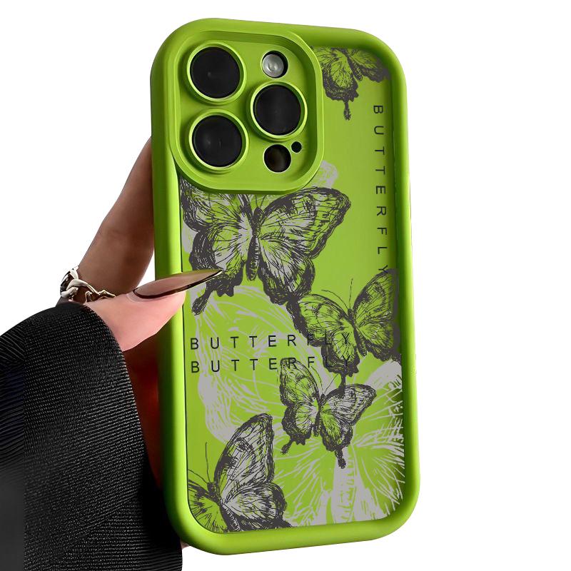 Candy Color Ink Butterfly Shell For Iphone 16 Pro 15 14 Pro Max 13 12 11 Pro Max Xr Xs X 7 8 Shockproof Tpu Soft Slim Case Cover