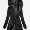 Women's Hooded Long Sleeve Warm Velvet-Lined Cotton Zipper Jacket