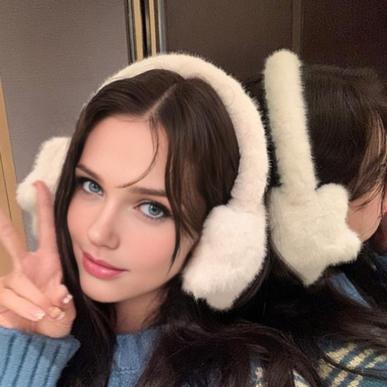 Women Earmuffs Star Design Solid Color Windproof Coldproof Outdoor Riding Earmuffs Adjustable Winter Ear Warmers