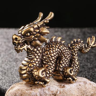 Vintage Bronze Ornament Chinesisches Fabeltier Drachenstatue Kupferfiguren Miniaturen Messingdrache Heimdekorationszubehör