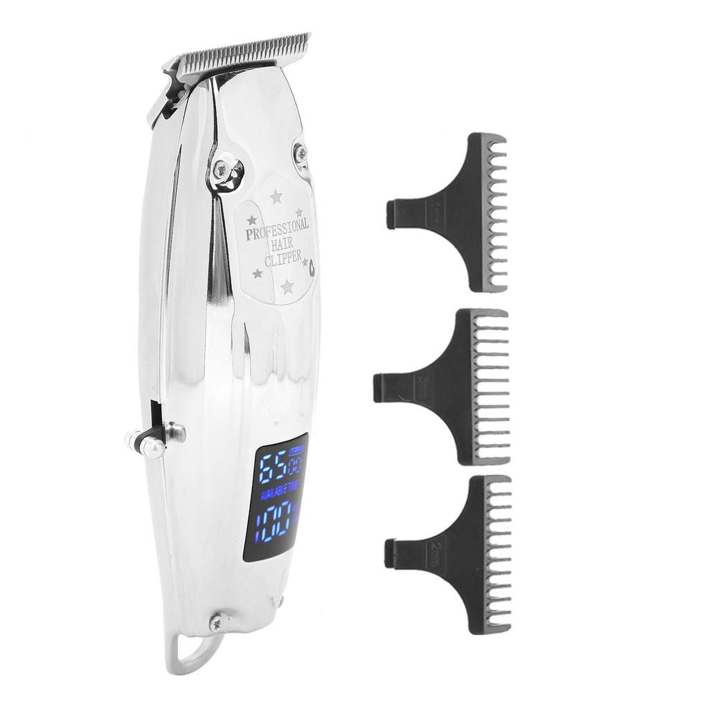 Elektryczna Maszynka do Włosów z Wyświetlaczem LCD Duża Moc Złoty Trymer do Włosów Narzędzie do Stylizacji dla MężczyznSrebrny