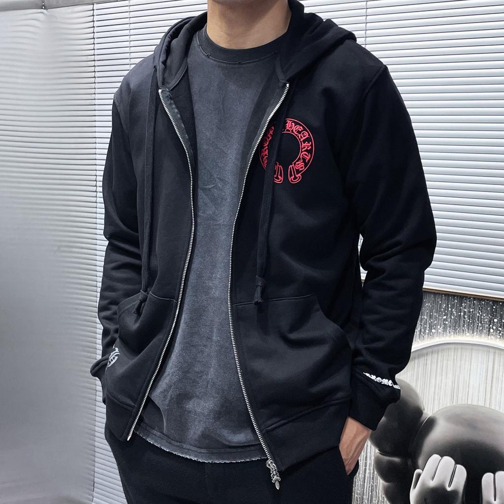 8360 CHROME HEARTS 2026 New Spring and Autumn Plus-size Thin Style Classic Style Logo Zipper Hooded Sweatshirt for Couples
