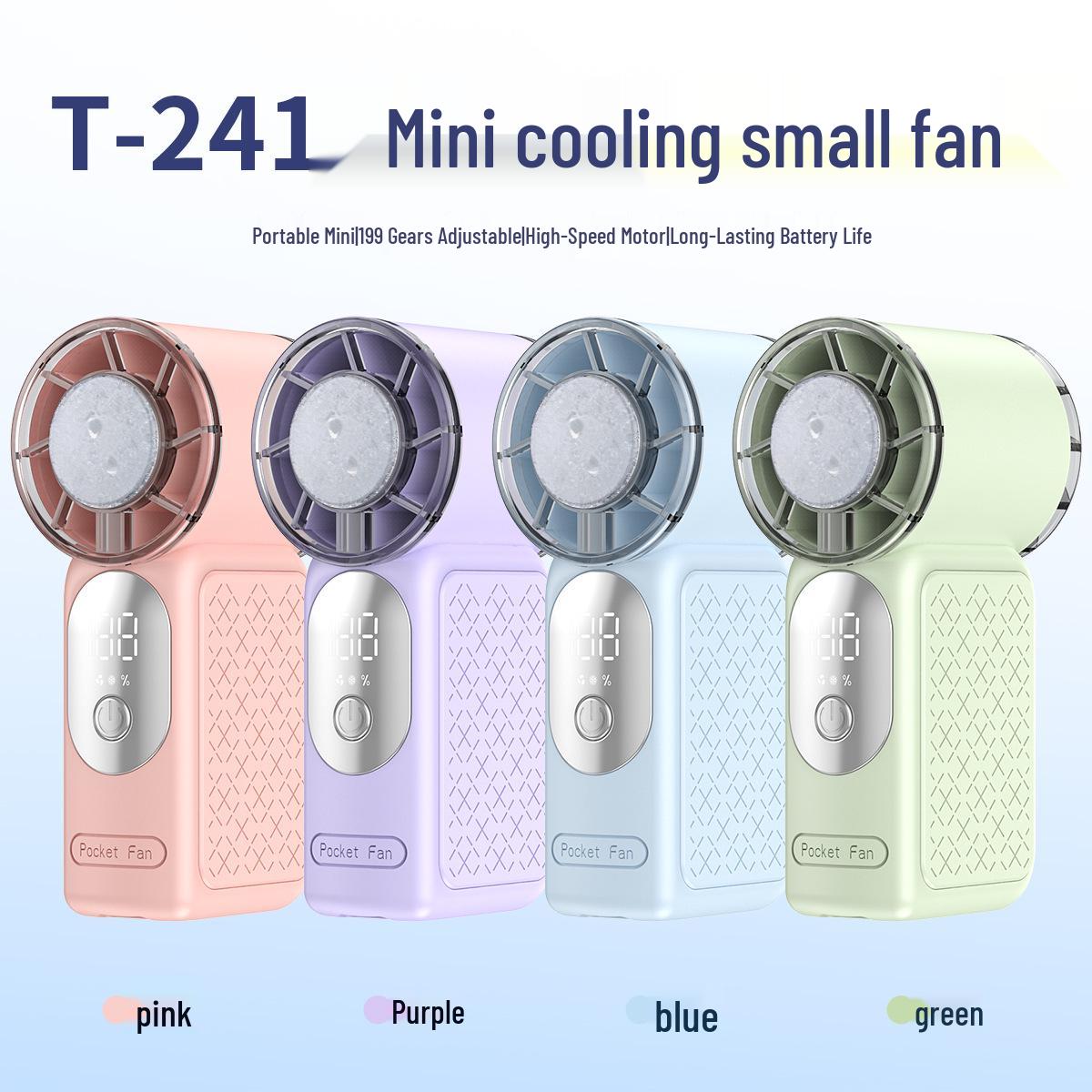 T241 Mini Handheld High-Speed Cooling Fan with Digital Display 148.6*60*36 mm