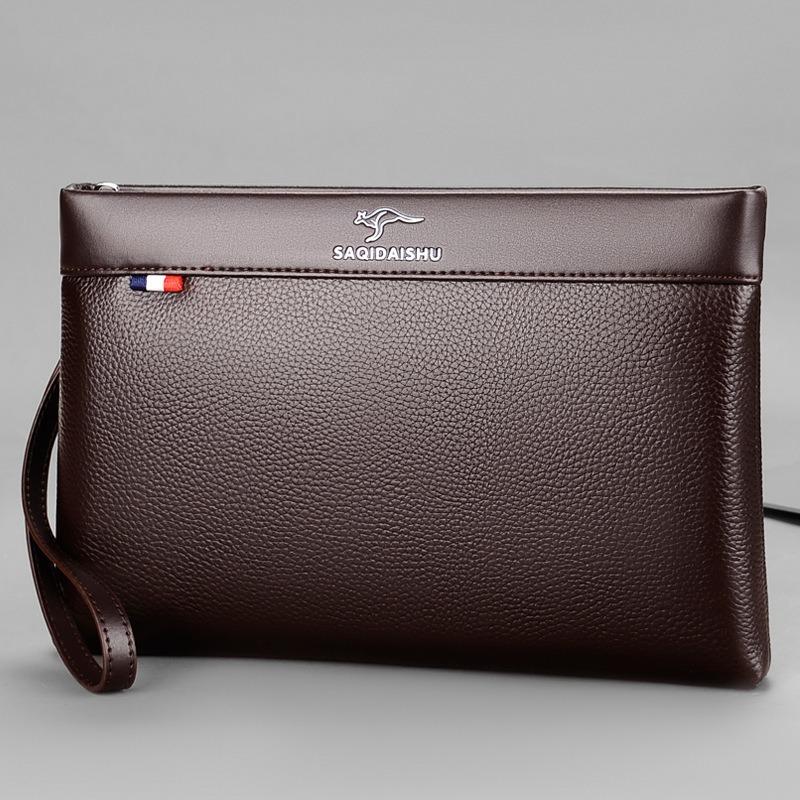 Men's Genuine Leather Underarm Mobile Phone Bag Clutch Bag Business Commuter Long Wallet First Layer Cowhide Bag