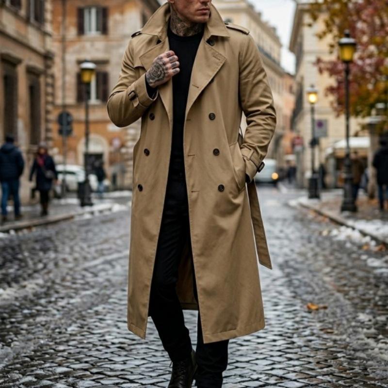 Trench Coat Extended Men`S Jacket Thin