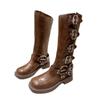 Retro thick-soled high Martin boots children's autumn and winter new long boots slim western knight boots