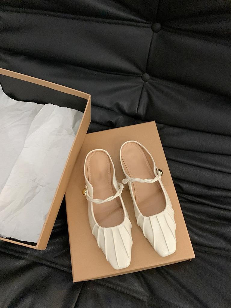 Flat-bottomed French Bag Head, Half Slippers, Fairy Shoes, Outer Wear 2025 New Summer Niche Silver Mary Jane Sandals