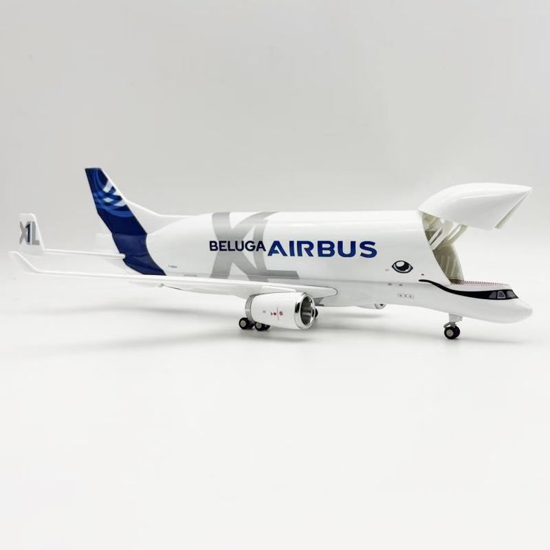 1/180 Scale Airplane Kids Toys Beluga 30cm Openable Cargo Bay Model Diecast Resin Plane with Stand Aircraft Children Gift