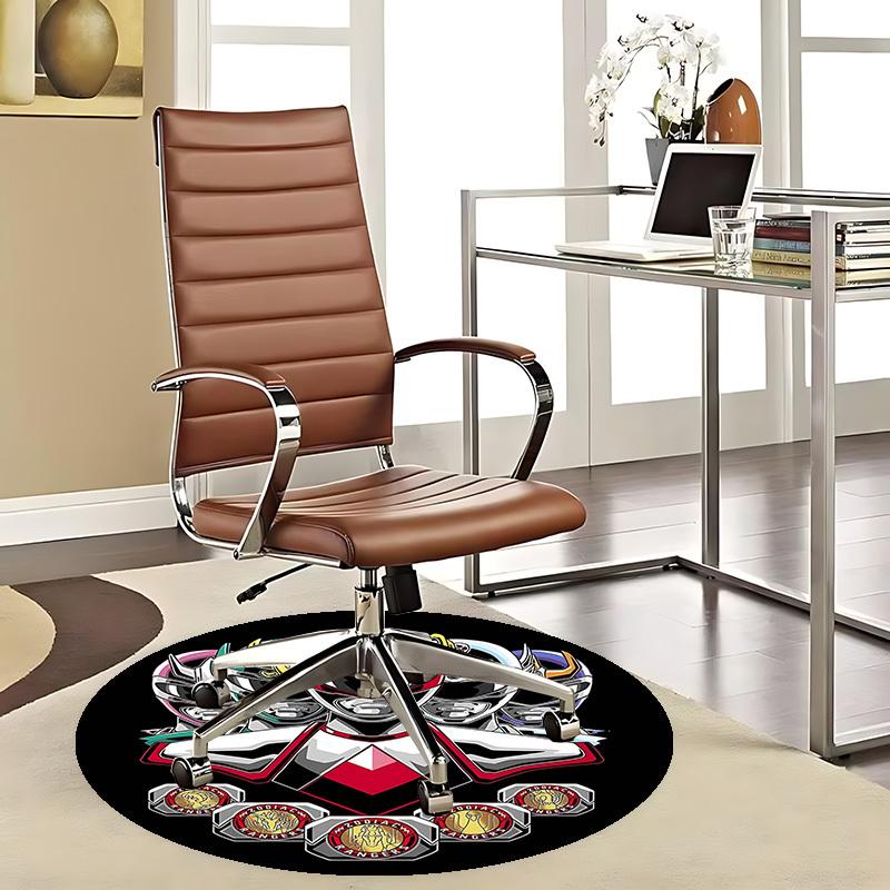 1pc Power Rangers Zodiac Ranger Round Carpet - Anime Design Office Chair Mat