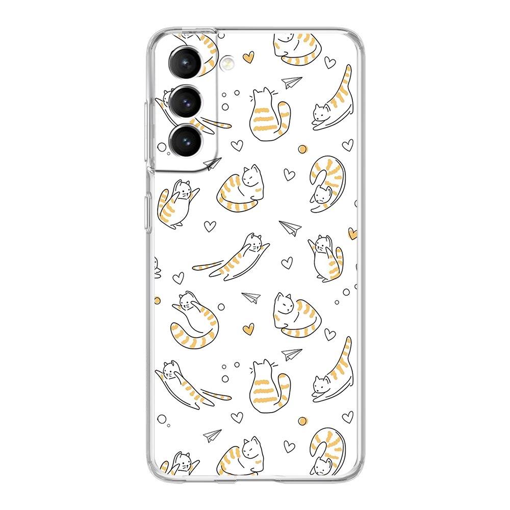 Cat Cute Kitten Cartoon Clear Silicone Phone Case For Samsung Galaxy S23 S22 5G S20 Ultra S21 FE 5G S10E S9 S8 S10 Plus Cover
