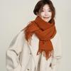 Women's Faux Cashmere Scarf - Warm, Thick, Solid Color, 2-in-1 Design, Korean Style, Perfect for Autumn & Winter