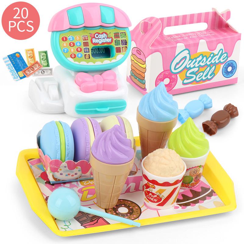 Kids Pretend Play Supermarket Cash Register & Kitchen Toy Set