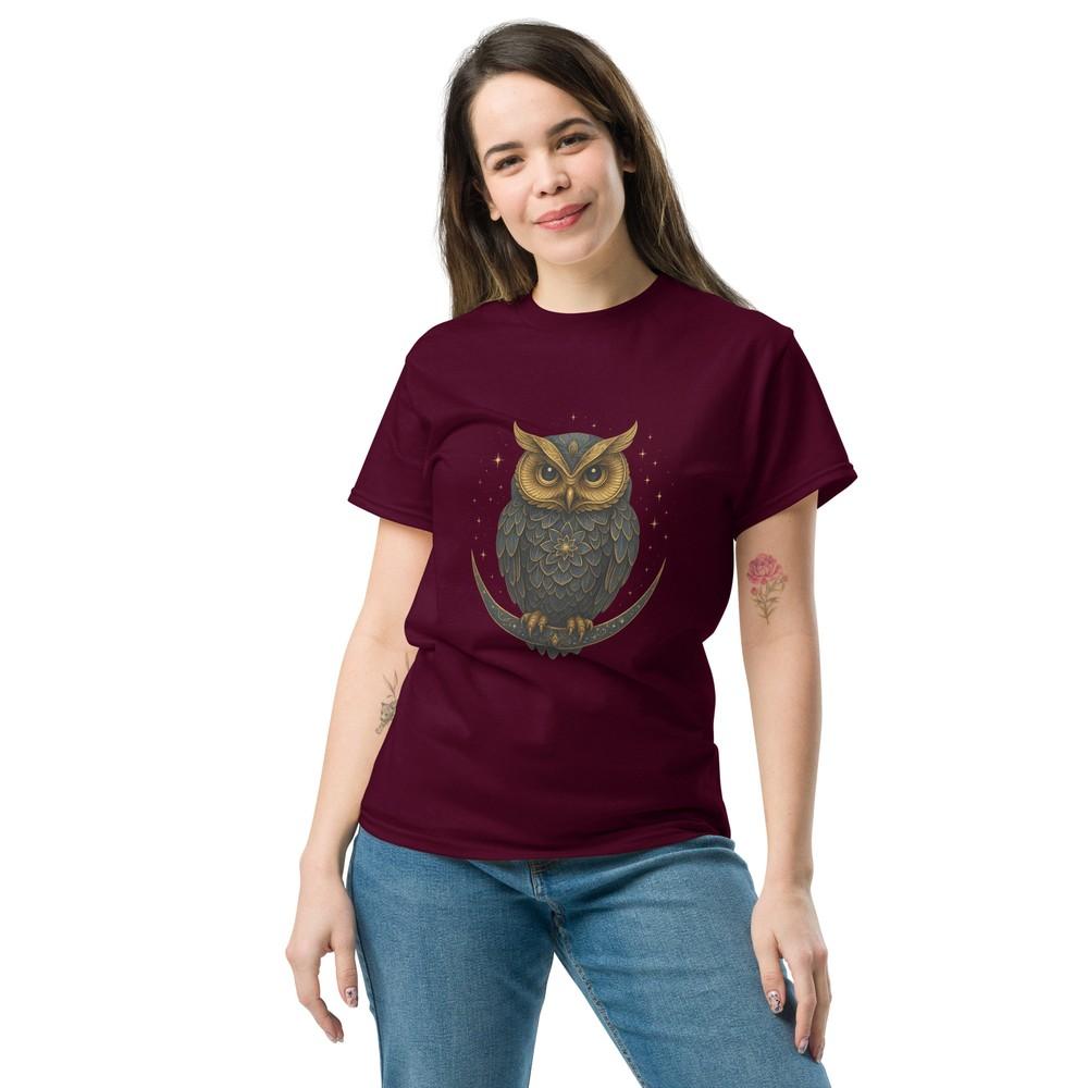 Mystical Owl Moon Shirt Gothic Celestial Vintage Boho T-Shirt Unisex Gift